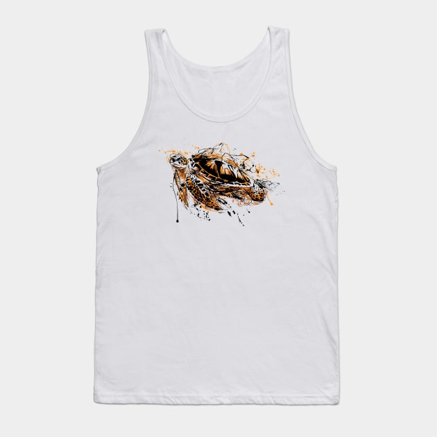 Turtle Hand Drawn Tank Top by Mako Design 